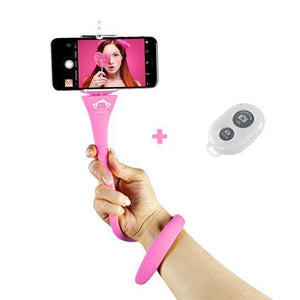 Bâton Selfie Flexible® Technologie ideeSympa.fr Rose 