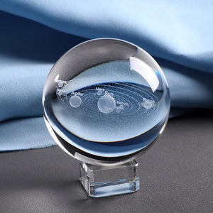 CRISLAIRE ® : Boule de Cristal 3D Système Solaire Outil de bricolage IdéeSympa.fr Avec base en cristal 