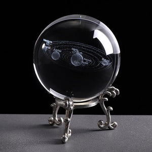 CRISLAIRE ® : Boule de Cristal 3D Système Solaire Outil de bricolage IdéeSympa.fr Avec base d'argent 